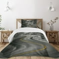thumbnail image 3 of Ambesonne Black and White Quilted Bedspread Set 2 Pcs, Asphalt Road, Twin Size, Black Grey Yellow, 3 of 6