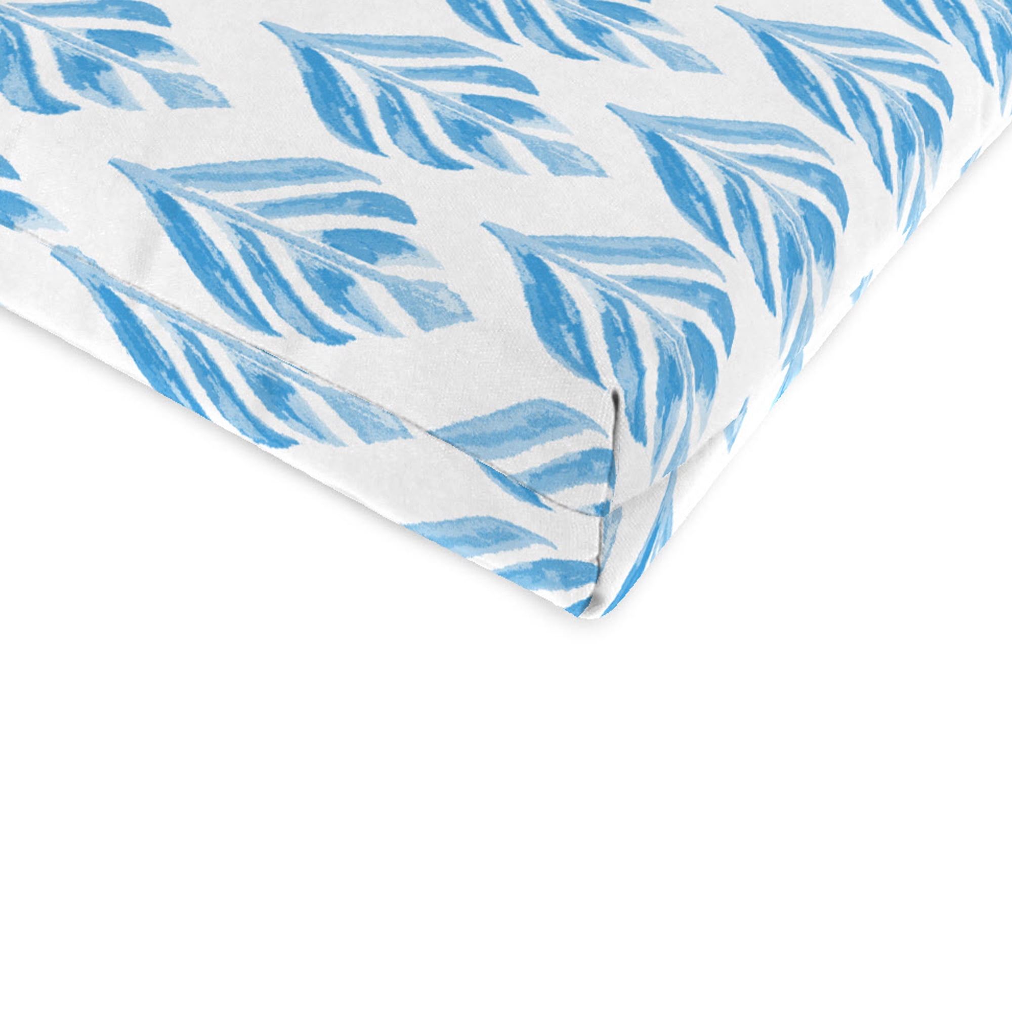 Jordan Manufacturing 44" x 22" Marvel Azure Blue Leaves Rectangular Outdoor Chair Cushion with Ties and Hanger Loop