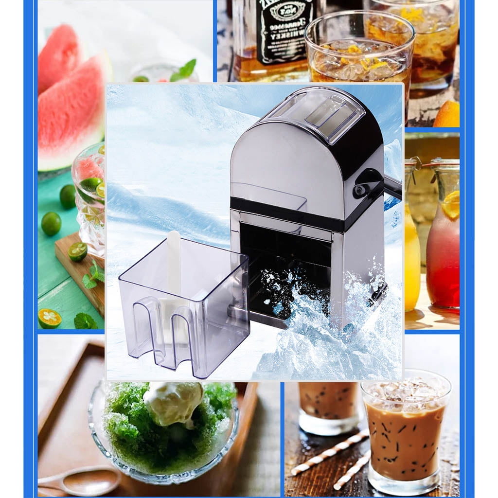 Portable Hand Crank Manual Ice Crusher Shaver Kids Shredding Snow Cone Maker Machine