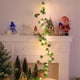 thumbnail image 4 of Guirnalda de luces decorativas navideñas de ratán de 200 cm con pilas, campanas de piña verde, hojas de árbol y frutos rojos | Luces festivas de pared para decoración navideña y fiestas en casa, 4 of 6