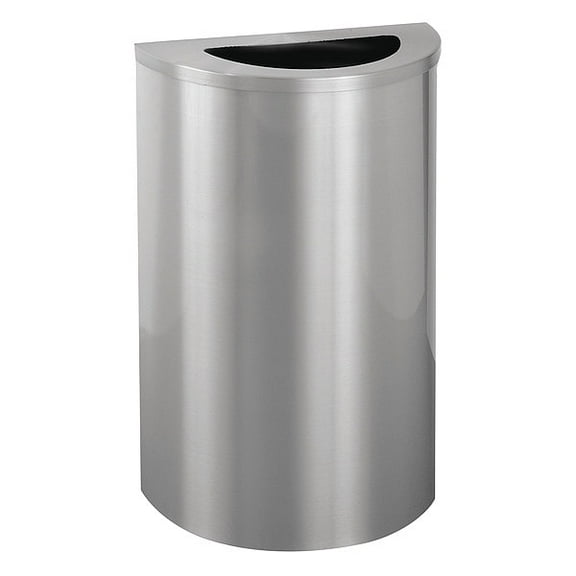 Glaro Trash Can,Half Round,14 gal.,Silver 1891-SA-SA-WM189