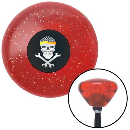 American Shifter Skull n Wrenches Orange Retro Metal Flake Shift Knob with M16 x 1.5 Insert Shifter