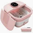 thumbnail image 1 of MaxKare Collapsible Foot Spa Bath Massager with Heat, Digital Display Remote Control, 6 Large Massage Rollers, Pink, 1 of 10