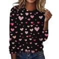 thumbnail image 2 of T-shirts de Saint-Valentin pour Femmes, Chandail en Molleton à Col Rond avec Cœur d'Amour, Chandail Mignon Gnome, Hauts, Tenues, Vêtements, Mode pour Dames, Col Rond, Manches Longues, T-Shirt Imprimé Saint-Valentin, 2 of 4