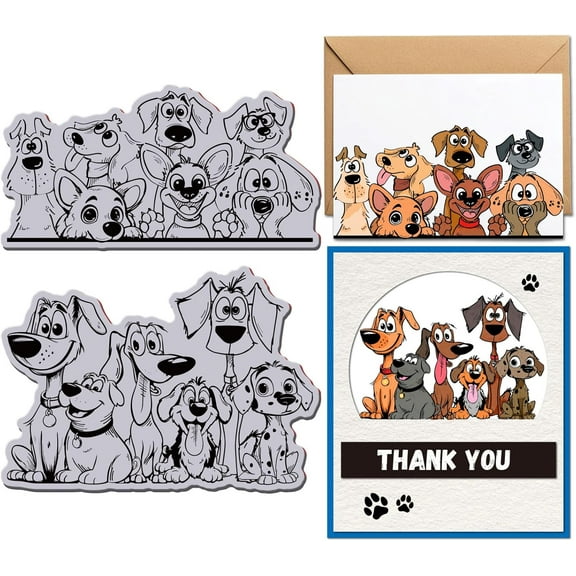 Funny Dog Peeking Cling Rubber Stamp 8.7"x7" Animals Dogs EVA Cling Mount Stamp Dogs Background Rubber Stamps Set for Card Making Photo Album Decor Decoration DIY Scrapbooking
