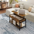 thumbnail image 4 of Coffee Table for Living Room, Lofka Lift Top Wooden Table with 3 Storage Shelves and Hidden Compartment, Perfect for Apartment and Small Spaces, Rustic Brown, 4 of 5