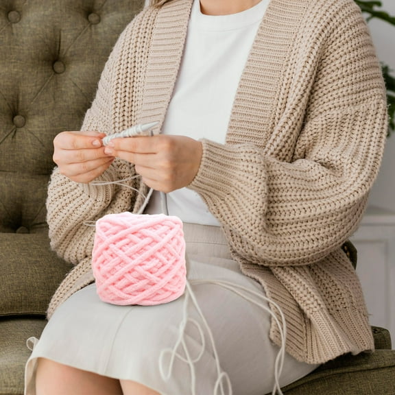 Hand-Dyed Acrylic Yarn - Thick Knitting Wool for Sweaters Scarves DIY Craft Projects Color-Changing Fiber 100g Skein(Pink)