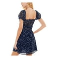 thumbnail image 2 of TRIXXI Womens Navy Sheer Ruffled Lined Polka Dot Pouf Sleeve Square Neck Short Fit + Flare Dress XS, 2 of 4