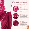 thumbnail image 4 of DAKIMOE Sexy Lingerie for Women Pajamas Set Open Front V Neck Ruffle Sheer Mesh Lace Wireless Babydoll Lingerie Dress with Thong 2 Piece for Valentine's Day, 4 of 10
