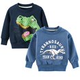 thumbnail image 1 of Chandails en Molleton en Molleton Dinosaure pour Garçons Tout-Petits Chandail Col Rond T-Rex (Bleu+dinosaure Marine, 5T), 1 of 2