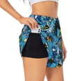 thumbnail image 1 of Balery snow board blue Pantalones cortos deportivos para mujer con forro y dos bolsillos, elásticos, para entrenamiento, gimnasio, yoga-Small, 1 of 7