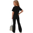 thumbnail image 5 of SOOMLON Back to School Outfits for Girls Bow Short Sleeve T Shirts Casual Flare Pants 2PC Summer Weekend Matching Set, 5 of 6