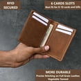 thumbnail image 2 of FOXHACKLE Slim Leather Card Holder for Men & Women | Bifold RFID Blocking Thin Credit Card Case Wallet | Minimalist Small Card Wallet | Light Brown, 2 of 4