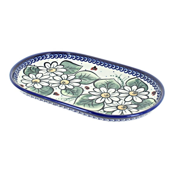 Blue Rose Polish Pottery Ladybug Small Oval Dish