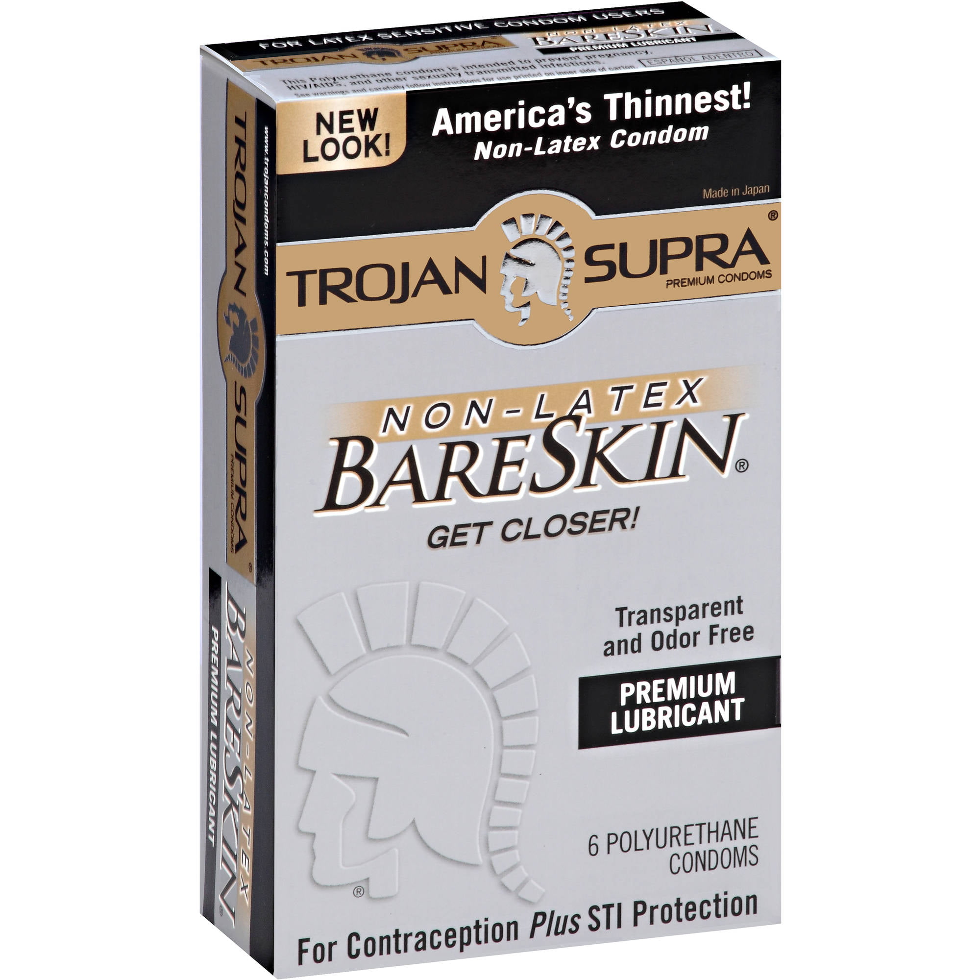 Trojan Supra BareSkin Premium Lubricant Non Latex Condoms, 6 count