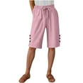 thumbnail image 7 of Juslio Womens Shorts Drawstring Loose Comfy Cotton Linen Solid Casual Pockets Ladies Shorts, 7 of 7