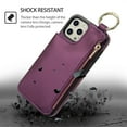 thumbnail image 6 of ELEHOLD Case for iPhone 13 Pro, Magnetic Closure Kickstand Zipper Wallet Case with 3 Card Slots & Ring Holder,Shockproof RFID Blocking Phone Case,Darkpurple, 6 of 8