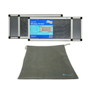 Fenestrelle Adjustable Window Screen 2 Pack. 10" High with Durable Aluminum Frame. Fits Windows 19" - 36" Wide. Vertical Orientation Adjustable. Storage Bag Included
