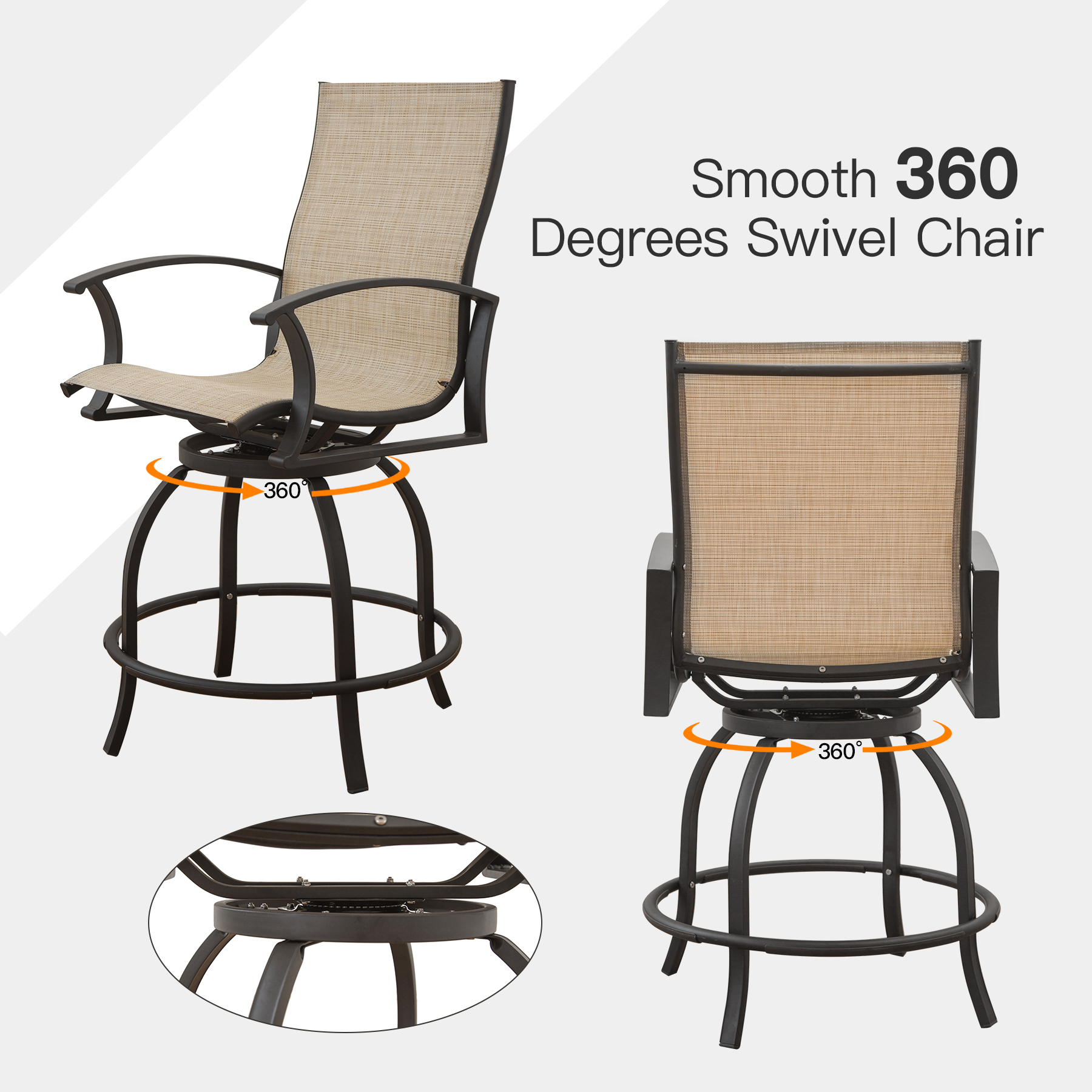 Buy 3 Piece Patio Bar Set with Swivels Bar Stools and Top Table