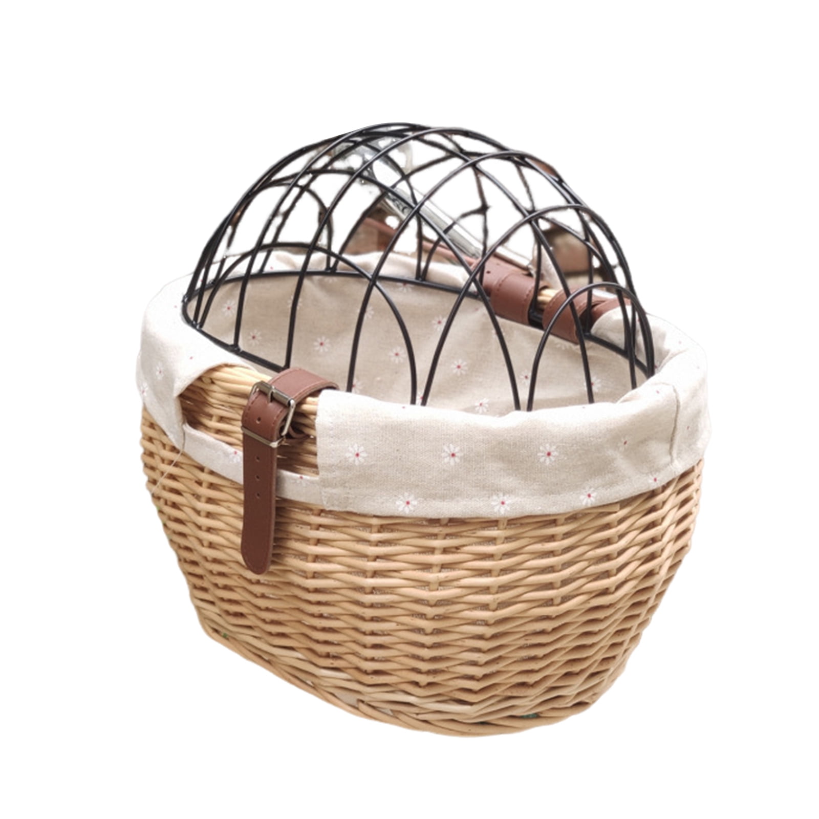 Woven Rattan Storage Bike Basket Front Bicycles Basket Rattan Basket Woven Storage Basket with Adjustable Belt