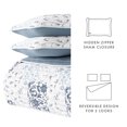 thumbnail image 6 of Noble Linens Dusk Blue 3 Piece Scrolled Patchwork Reversible Microfiber Quilt Set, Queen / Full, 6 of 7