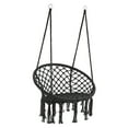 thumbnail image 4 of Hammock Chair Macrame Swing, Room Decor Handmade Knitted Hanging Cotton Rope Chair for Bedroom Living Room Patio Deck Yard, White/Black/Gray, 4 of 7