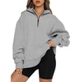 thumbnail image 1 of Sudaderas con capucha para mujer con media cremallera, sudaderas de gran tamaño, trajes de moda de otoño, ropa Y2k, camisetas de manga larga de color sólido, 1 of 2
