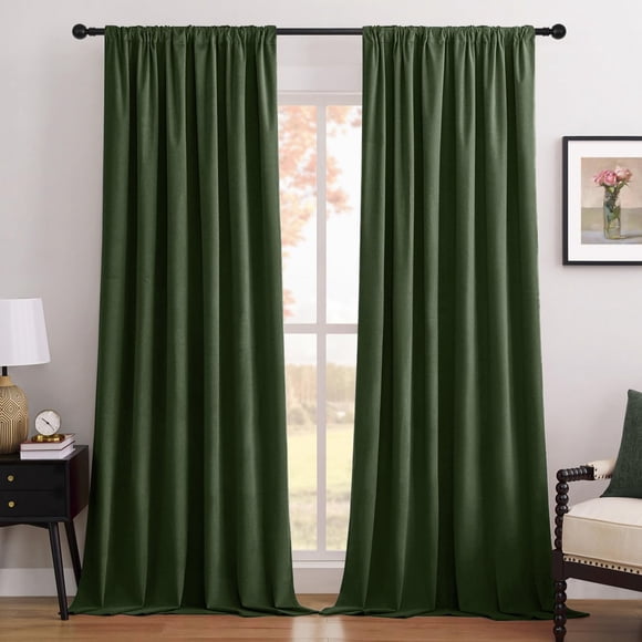 Cortinas opacas Joydeco, color verde oliva, 100% opacas, 214 x 213 cm
