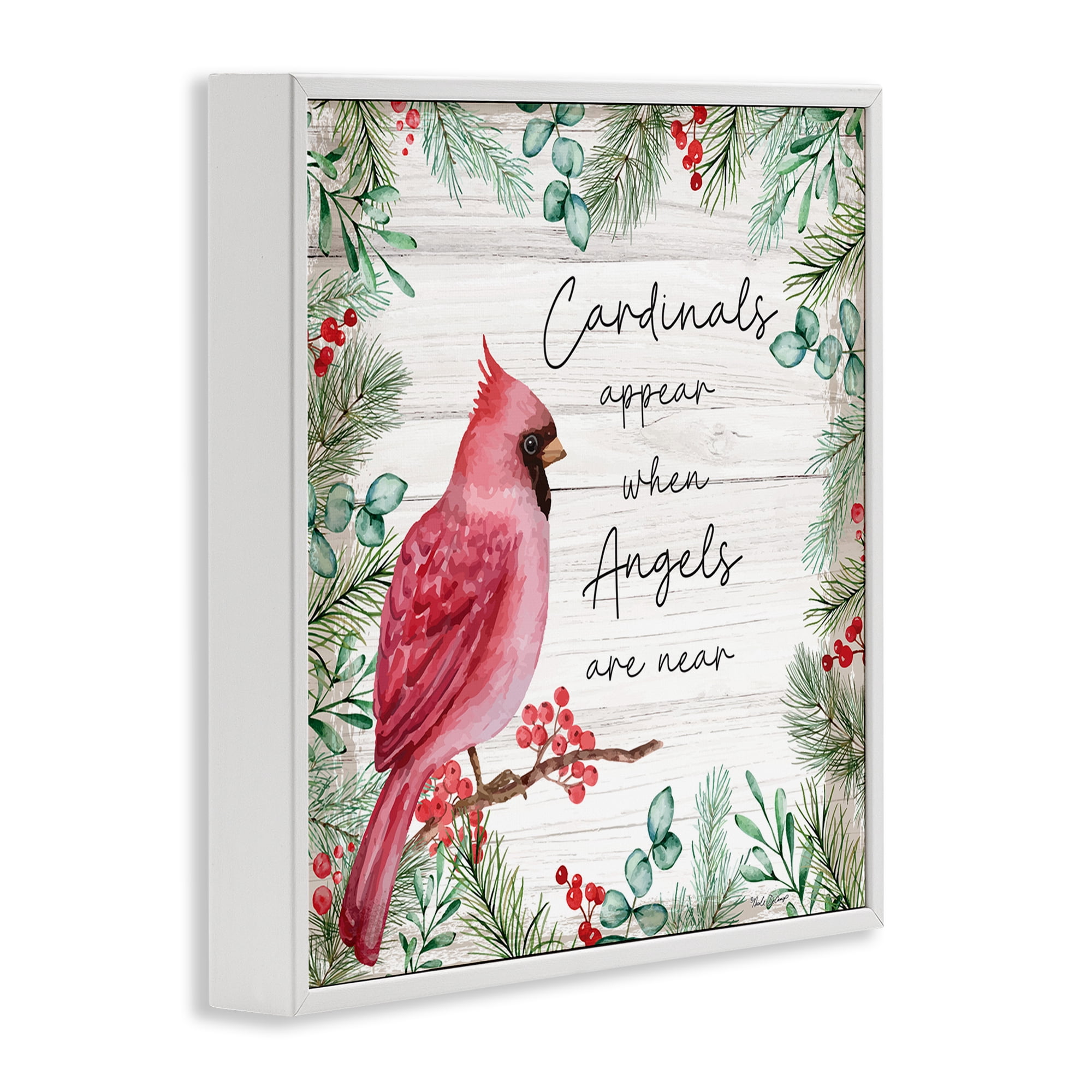 Stupell Industries Cardinals & Angels Phrase Animals & Insects Painting White Framed Art Print Wall Art, 24 x 24