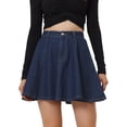 thumbnail image 1 of Minifalda De Mezclilla Acampanada Con Cintura Alta Y Cintura Alta De Verano Para Mujer Azul Oscuro S, 1 of 6
