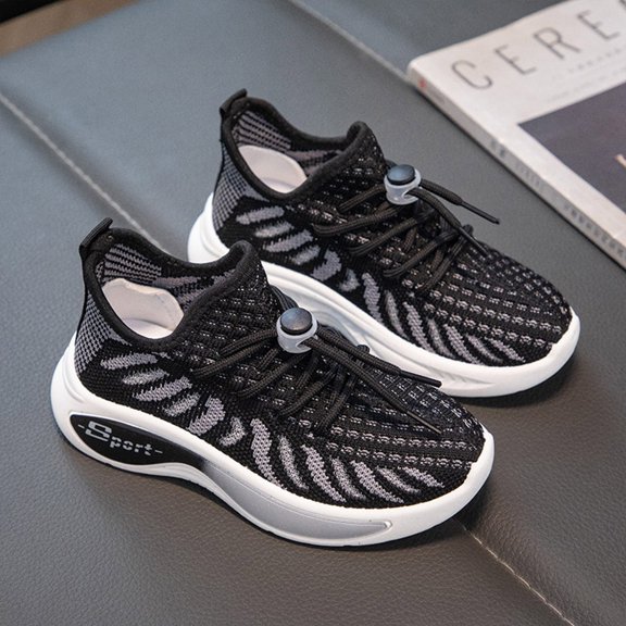 TIREOW Kid Boys Girls Running Shoes Lightweight Comfortable Mesh Sports Shoes Strap Athletic Tennis Shoes Casual Walking Athletic Sneakers Lace-Up Wedge Tennis Shoes