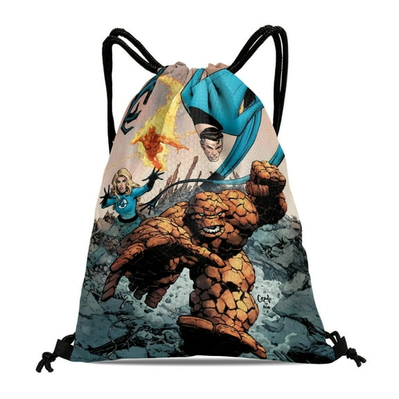 The Fantastic Four-theme Drawstring Backpack Sports Gym Bag Water Resistant String Bag Cinch Bag,12‘’X16‘’(30X40cm)