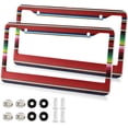 thumbnail image 2 of Coolnut Mexican Serape Blanket Stripes License Plate Frames 2 Pack, Waterproof Aluminum Alloy Car Tag Holder 2 Holes License Plate Covers with Screw Caps Auto Accessories, 2 of 7