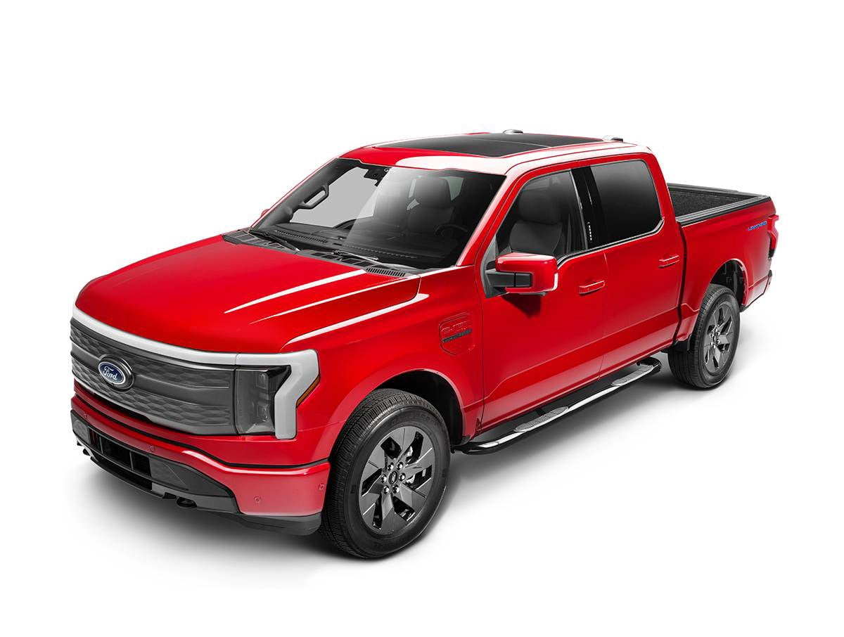 Ionic by RealTruck Pro Series 3" Black Nerf Bar Side Steps Compatible With 2015-2018 Ford F150 Supercrew/2017-2018 Super Duty F250 F350