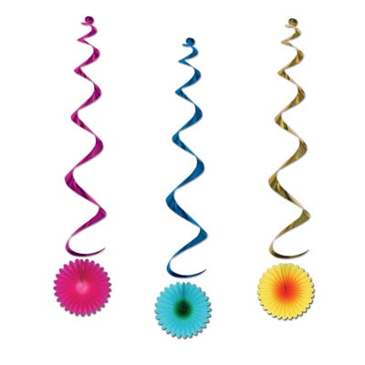 Party Central Club Pack of 18 Multi-Color Summer Flower Luau Spiral Whirls 40"