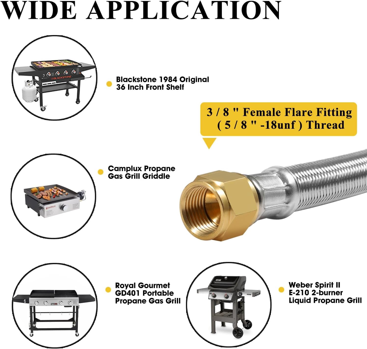 24FT Quick Connect Propane Hose for RV to Gas Grill, RV Quick Connect with 1/4" Safety Shutoff Valve, LP Quick Disconnect Propane Hose with Elbow Adapter for Blackstone 17"/22" Griddle