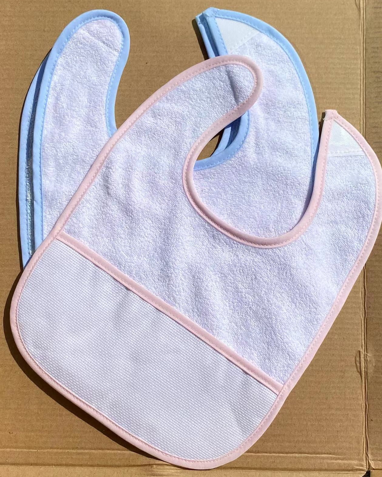A Pack of 6pcs Pink Edged Cotton Girl Baby bib Cross Stitch Kits, Mum to be Gift, DIY Counted bib Cross Stitch kit