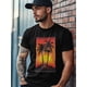 thumbnail image 3 of Camisetas para hombre, camisetas gráficas de manga corta, camiseta informal de cuello redondo con palmeras y atardecer de verano, 3 of 8