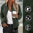 thumbnail image 2 of Htigea Womens Bomber Jacket Coat Casual Stand Collar Zip Up Lightweight Fall Fashion Jackets Outfits with Pockets Green 2XL, 2 of 7