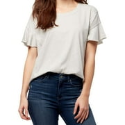 MSRP $40 William Rast Women's Annika Flutter Short Sleeve Top Gray Size XS
