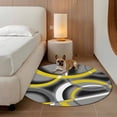 thumbnail image 3 of Round Area Rugs Collection 4 Ft, Yellow Geometric Non-Slip Residential Carpet, Gray Black Retro Abstract Stripes Lines Indoor Crawling Mats Runner Rugs for Living Room/Dining Room/Bedroom, 3 of 8