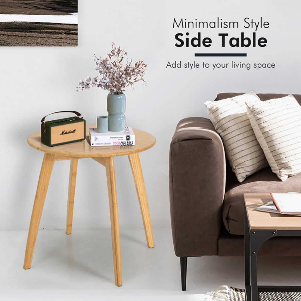 Finihen Bamboo Round Coffee Table, End Table, Natural Modern Stylish Bamboo Round End Table with 20 Inch Round Tabletop, for Living Room, Bedroom, Natural Finihen Bamboo Round Coffee Table, End Table, Natural Modern Stylish Bamboo Round End Table with 20 Inch Round Tabletop, for Living Room, Bedroom, Natural