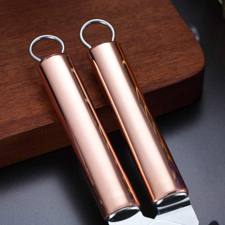  KAISHANE Rose Gold Stainless Steel Manual Can Opener With  Durable Black Anti Slip Handles and Large Knob with Built In Bottle Cap  Opener (Pink) : Home & Kitchen