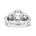 thumbnail image 5 of Solid 14K White Gold Round Diamond Side-Stones with CZ Cubic Zirconia Center Stone Halo Engagement Ring Size 7.5, 5 of 8