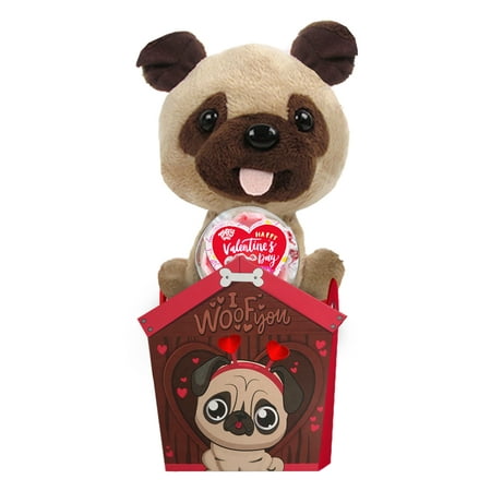 Megatoys Pug Plush with Taffy Candy Valentine's Day Gift Set