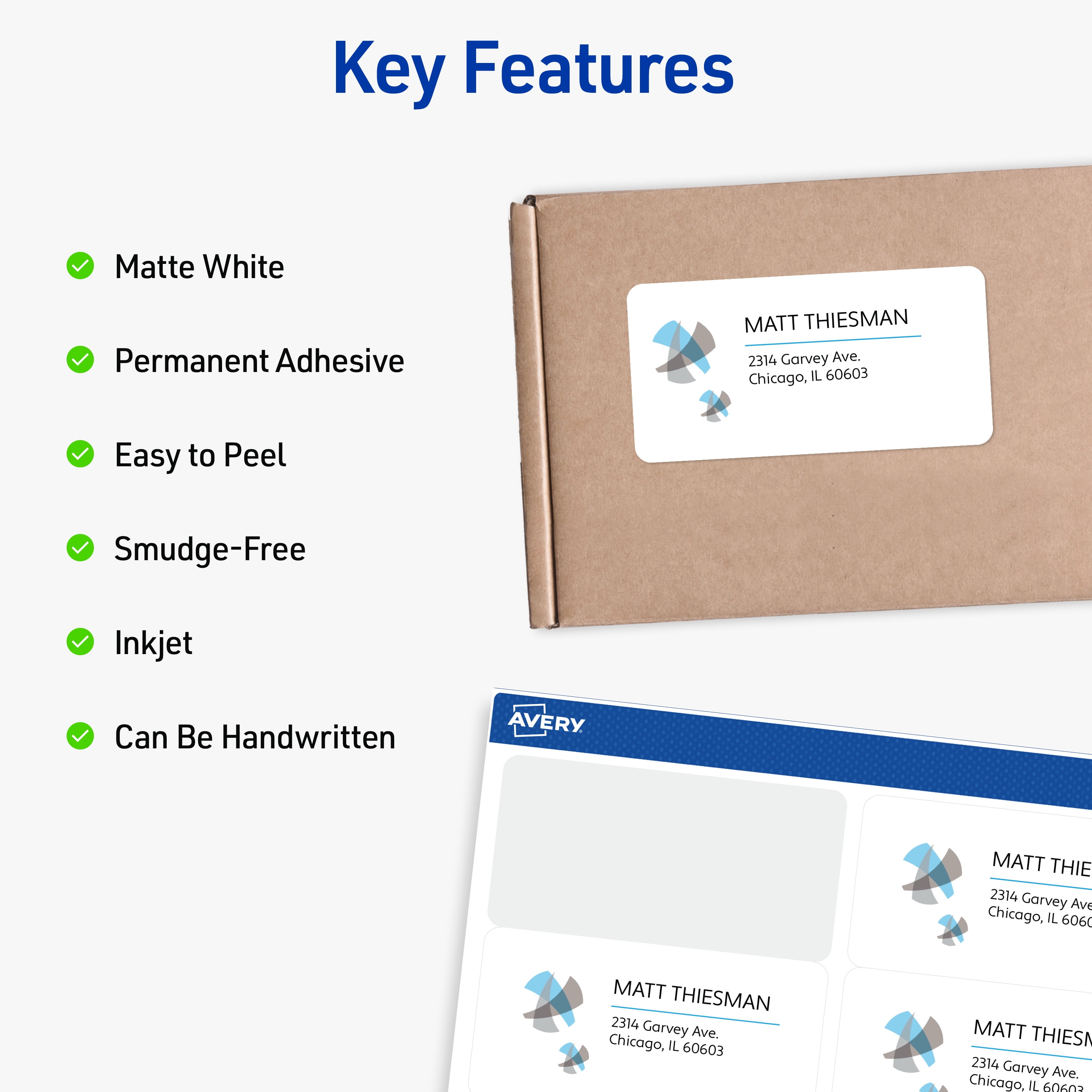 Avery Shipping Labels, 8.5" x 11", White, 100 Labels (8465)