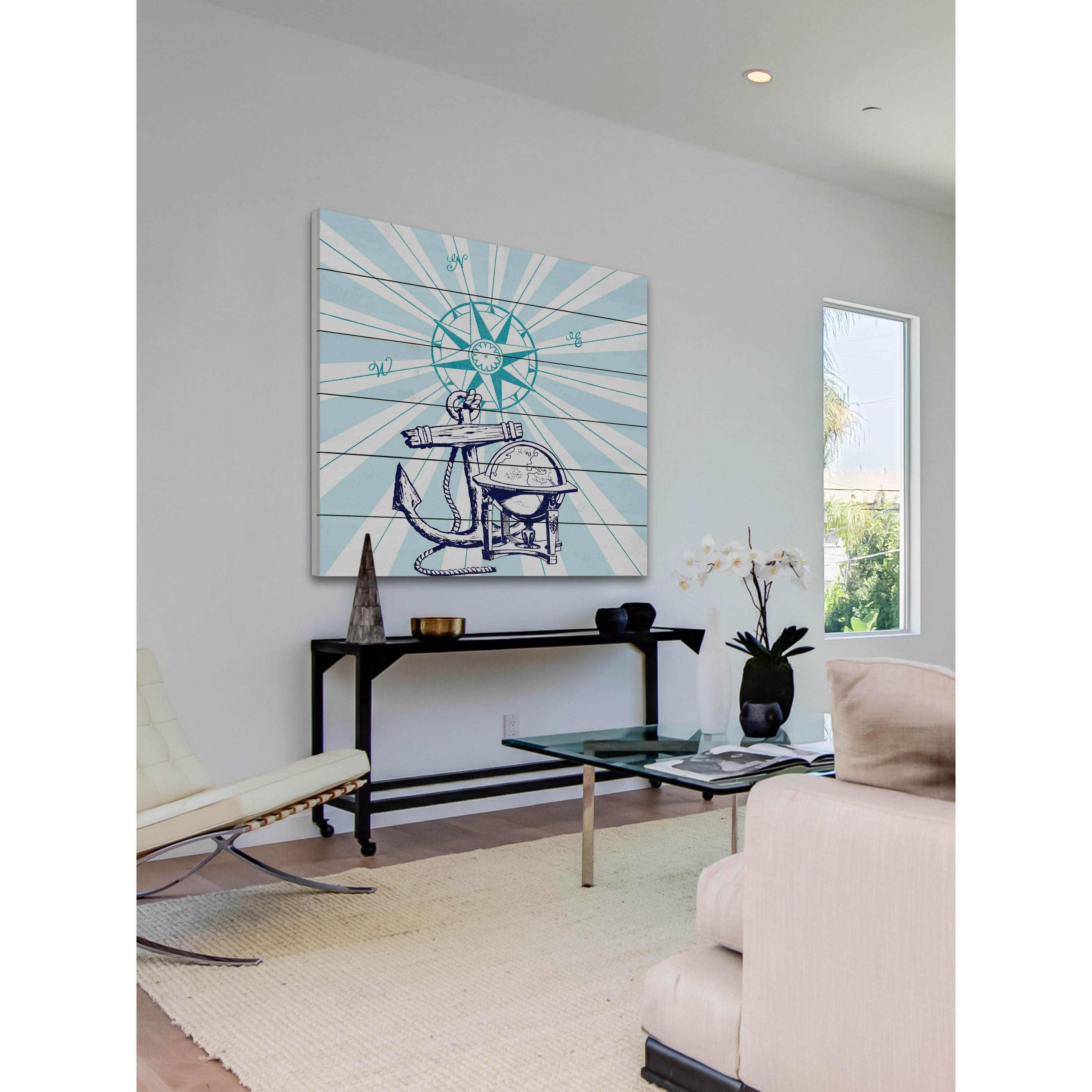 Marmont Hill "Compass Rose" Painting Print on White Wood