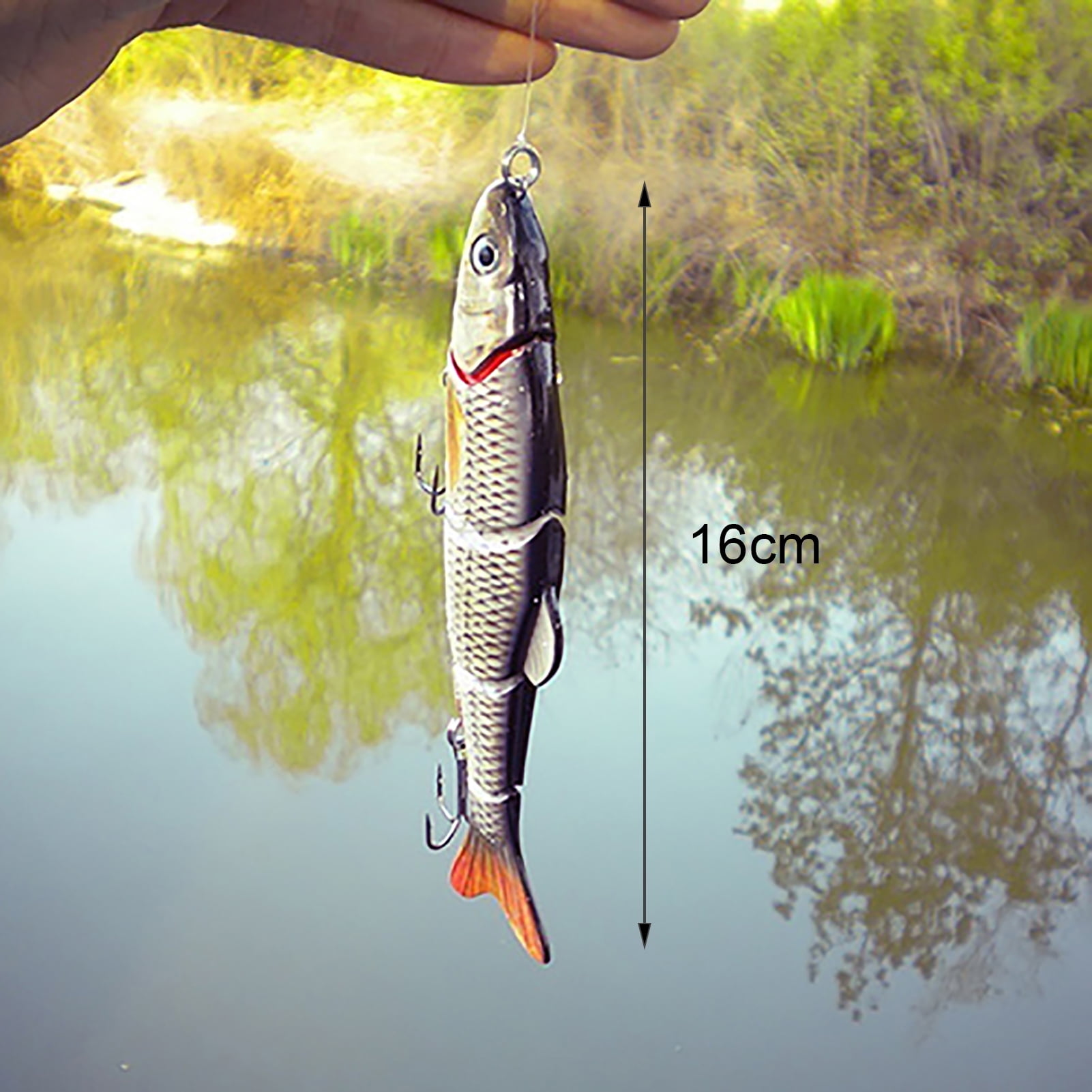 Opolski 5 Segments Fishing Lure Crank Bait Hooks 3D Eyes Fish