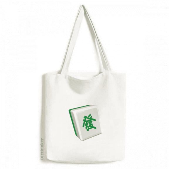 Fortune Mahjong Chinese Characters Tote Canvas Bag Shopping Satchel Casual Handbag