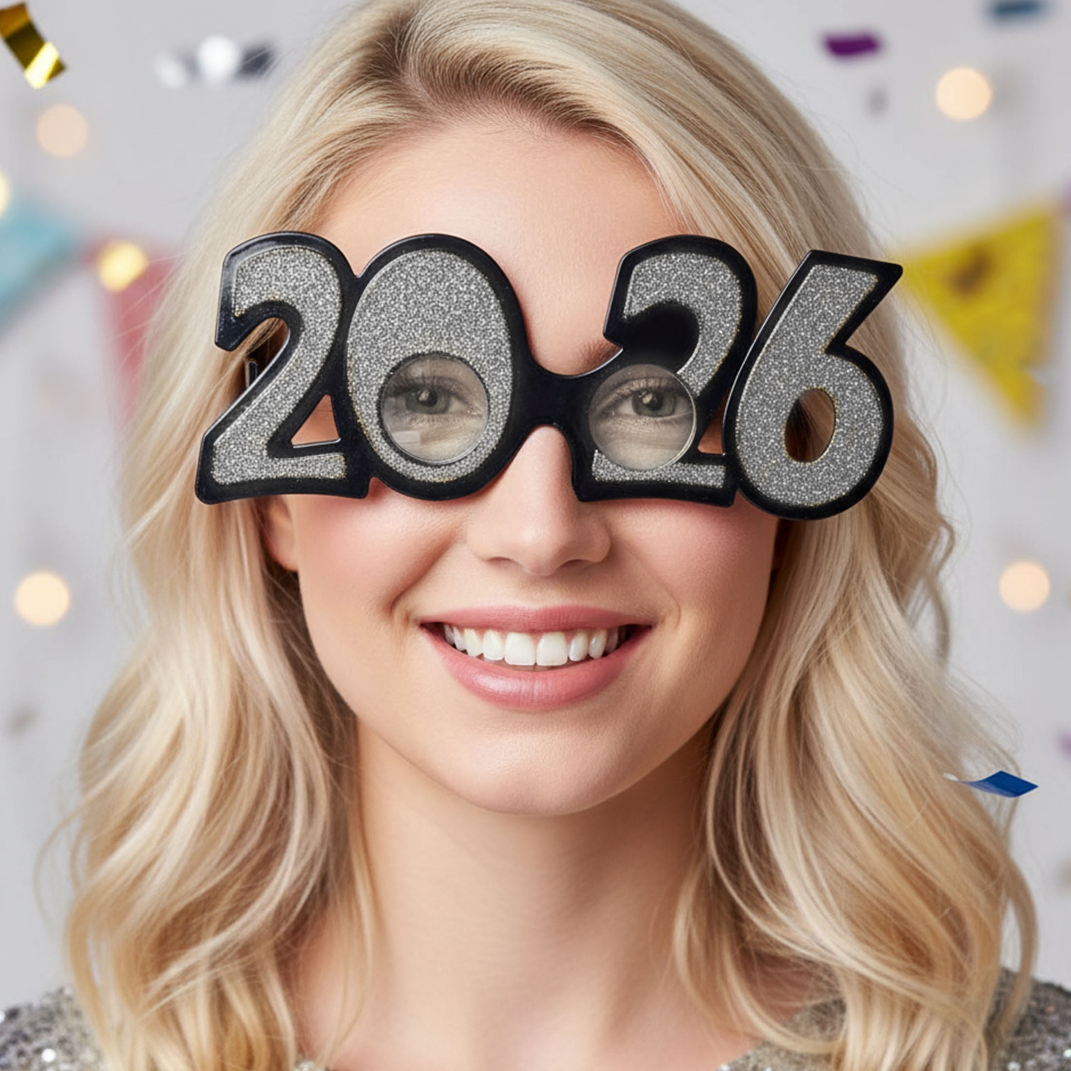 New Year Plastic Glasses Silver, 1 Piece, Festive Decorations, Way to Celebrate Style, Adult